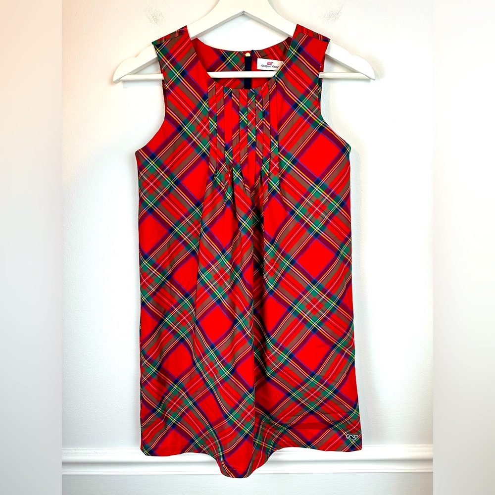 VINEYARD VINES Girls Red Holiday Plaid Christmas Dress | Size 10